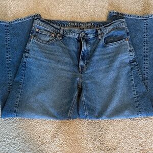 American Eagle Outfitters WOMENS BARREL Classic Blue Jeans 12 LONG 12L AEO